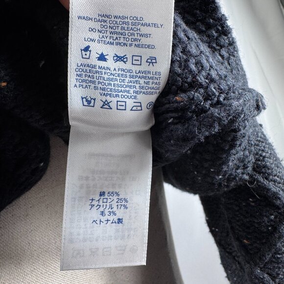 Land’s End Chunky Diamond 3D Pom Pom Rollneck Black Tweed Knit Sweater (Size 2X) - Picture 11 of 12